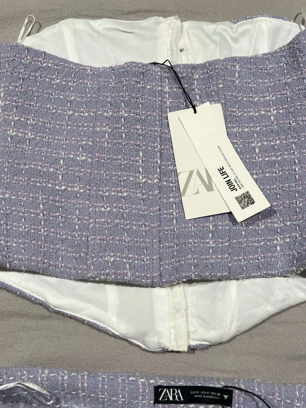Zara Lavender Tweed Mini Skirt - Light Purple